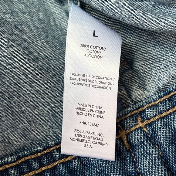 NEW Size Large Von Dutch Womens Cotton Denim Logo Patch Y2K Trucker Jacket - Picture 6 of 10